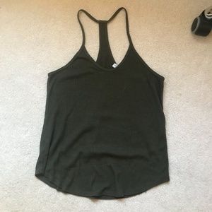 dark green ribbed tank top